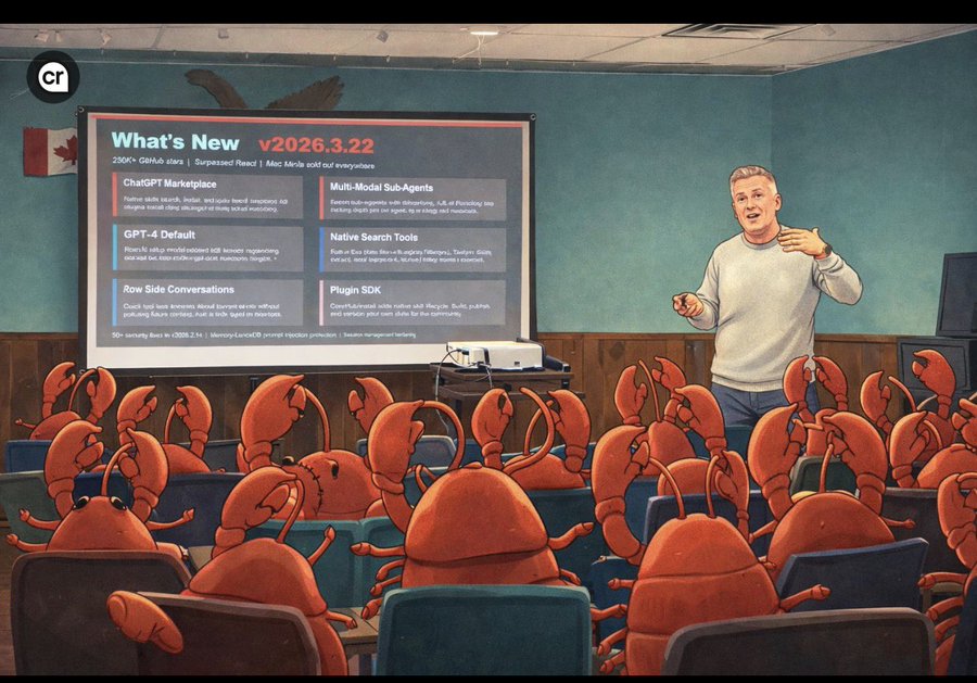 Illustration: presenter to a room full of lobsters
