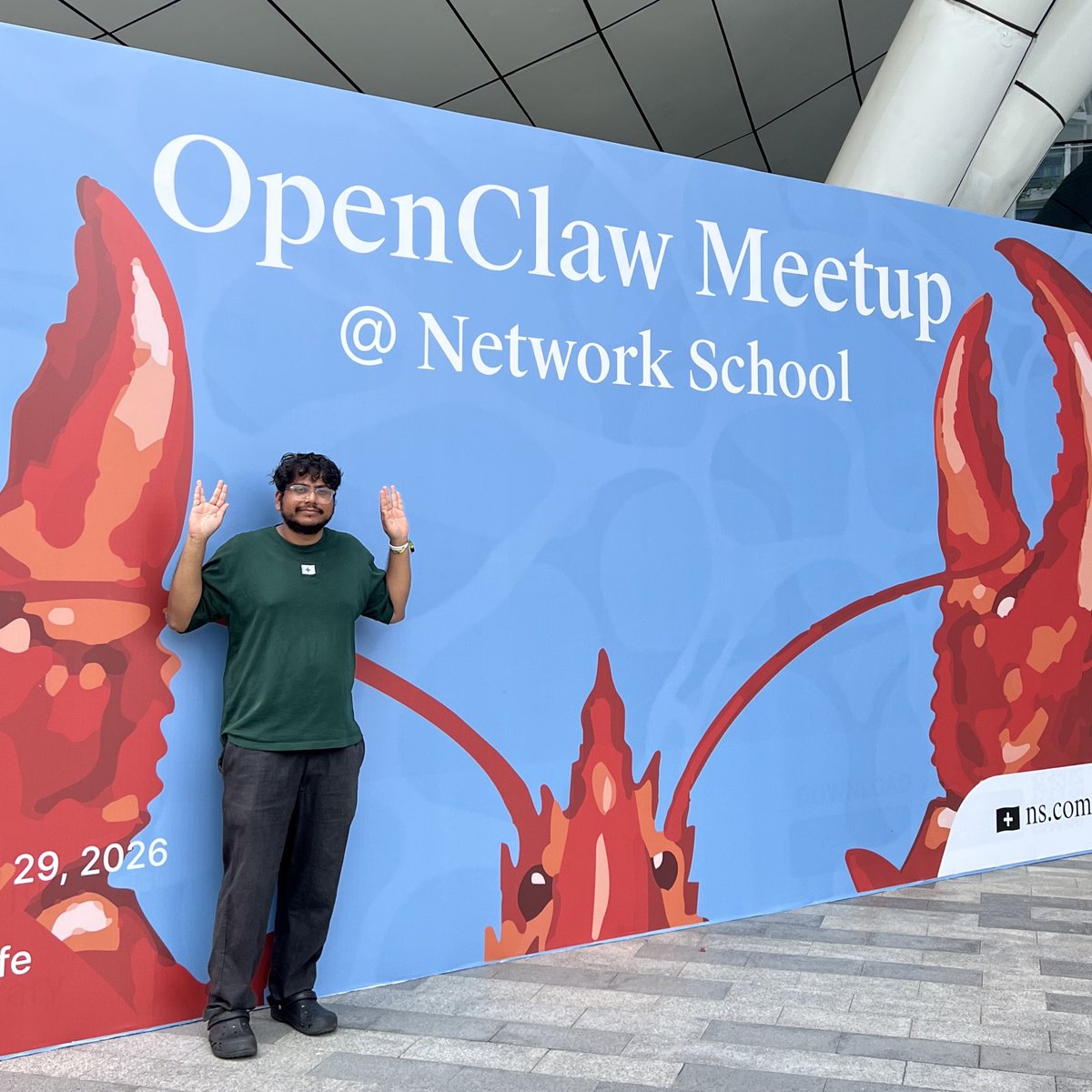 OpenClaw Meetup at Network School sign, March 29 2026